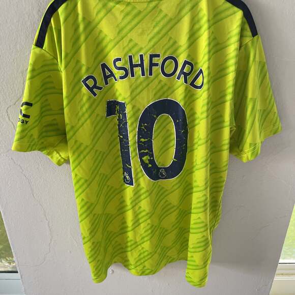 Adidas Manchester United Away Training Jersey 2022/2023 Neon Yellow Men's size S - Picture 6 of 6